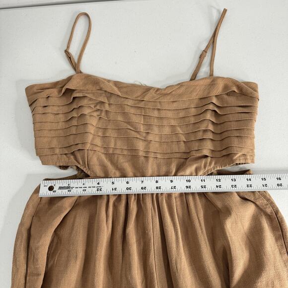 Allie Rose Bohme Jumpsuit Womens Large Brown Wide Leg Cutout Pleated Resort Boho - Picture 15 of 16